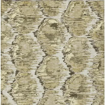 5' X 8' Taupe Brown And Beige Abstract Washable Indoor Outdoor Area Rug
