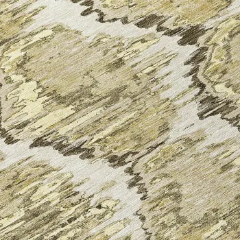 8' Taupe Brown And Beige Round Abstract Washable Indoor Outdoor Area Rug