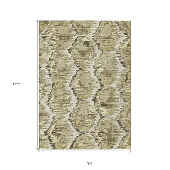 8' X 10' Taupe Brown And Beige Abstract Washable Indoor Outdoor Area Rug