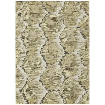 9' X 12' Taupe Brown And Beige Abstract Washable Indoor Outdoor Area Rug