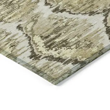 9' X 12' Taupe Brown And Beige Abstract Washable Indoor Outdoor Area Rug