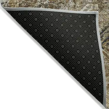 8' X 10' Beige Brown And Copper Geometric Washable Indoor Outdoor Area Rug
