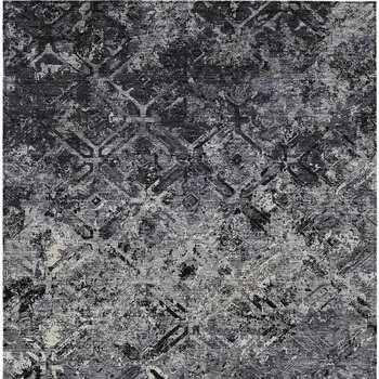 3' X 5' Black Gray And Silver Geometric Washable Indoor Outdoor Area Rug