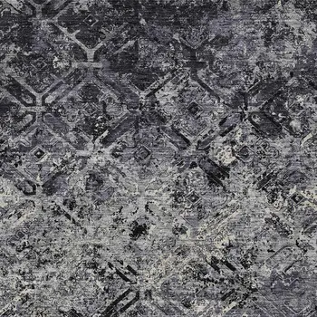 5' X 8' Black Gray And Silver Geometric Washable Indoor Outdoor Area Rug