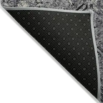 8' X 10' Black Gray And Silver Geometric Washable Indoor Outdoor Area Rug