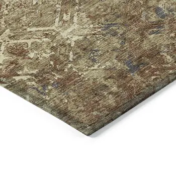 3' X 5' Brown Copper And Gold Geometric Washable Indoor Outdoor Area Rug