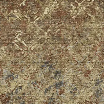 3' X 5' Brown Copper And Gold Geometric Washable Indoor Outdoor Area Rug