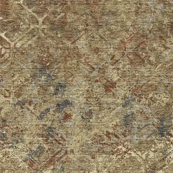 5' X 8' Brown Copper And Gold Geometric Washable Indoor Outdoor Area Rug