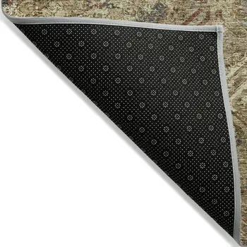 8' X 10' Brown Copper And Gold Geometric Washable Indoor Outdoor Area Rug
