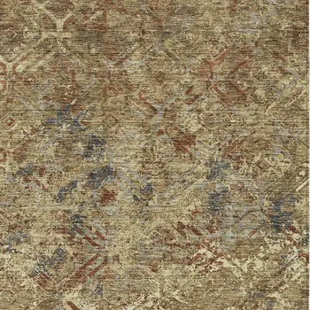 8' X 10' Brown Copper And Gold Geometric Washable Indoor Outdoor Area Rug