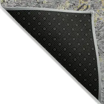 5' X 8' Gray Silver And Charcoal Geometric Washable Indoor Outdoor Area Rug