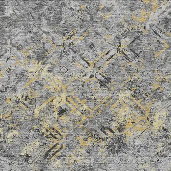 10' X 14' Gray Silver And Charcoal Geometric Washable Indoor Outdoor Area Rug