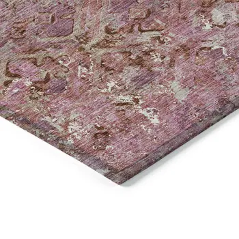 3' X 5' Pink Blush And Mauve Geometric Washable Indoor Outdoor Area Rug