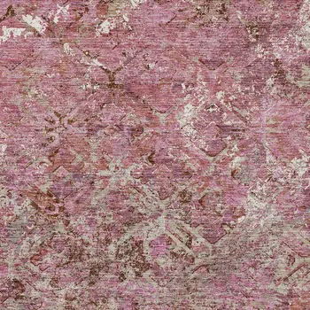 8' X 10' Pink Blush And Mauve Geometric Washable Indoor Outdoor Area Rug