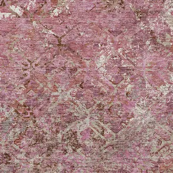 9' X 12' Pink Blush And Mauve Geometric Washable Indoor Outdoor Area Rug