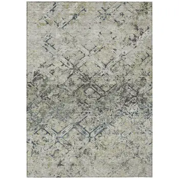3' X 5' Silver Gray And Charcoal Geometric Washable Indoor Outdoor Area Rug