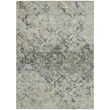 5' X 8' Silver Gray And Charcoal Geometric Washable Indoor Outdoor Area Rug
