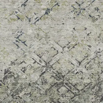8' X 10' Silver Gray And Charcoal Geometric Washable Indoor Outdoor Area Rug