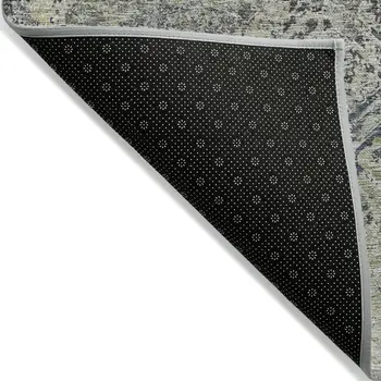 9' X 12' Silver Gray And Charcoal Geometric Washable Indoor Outdoor Area Rug