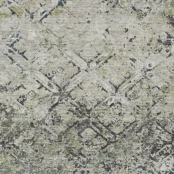 9' X 12' Silver Gray And Charcoal Geometric Washable Indoor Outdoor Area Rug