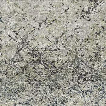 10' X 14' Silver Gray And Charcoal Geometric Washable Indoor Outdoor Area Rug