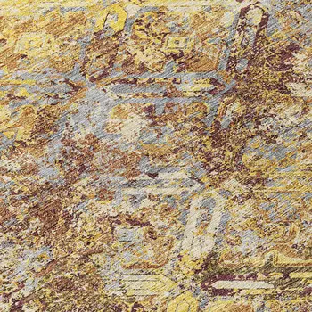 9' X 12' Wheat Gold And Gray Geometric Washable Indoor Outdoor Area Rug