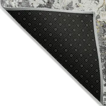 8' X 10' Charcoal Gray And Silver Floral Washable Indoor Outdoor Area Rug