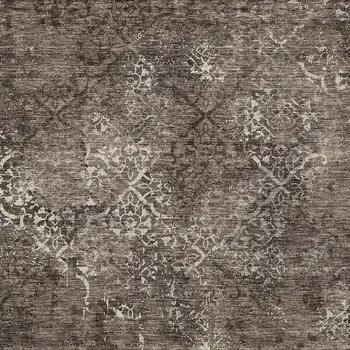 5' X 8' Brown And Ivory Floral Washable Indoor Outdoor Area Rug