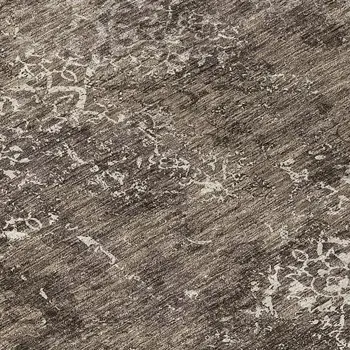 8' Brown And Ivory Round Floral Washable Indoor Outdoor Area Rug