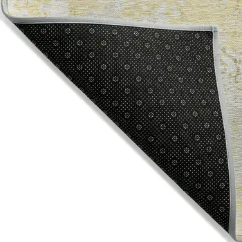 5' X 8' Gold Wheat And Beige Floral Washable Indoor Outdoor Area Rug