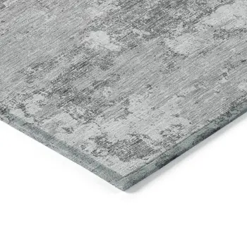 3' X 5' Gray Charcoal And Silver Floral Washable Indoor Outdoor Area Rug