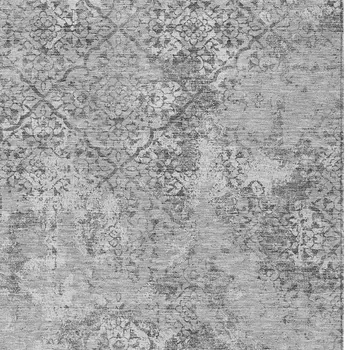 8' X 10' Gray Charcoal And Silver Floral Washable Indoor Outdoor Area Rug