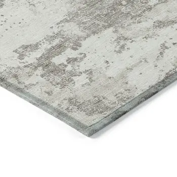 9' X 12' Ivory Beige And Taupe Floral Washable Indoor Outdoor Area Rug