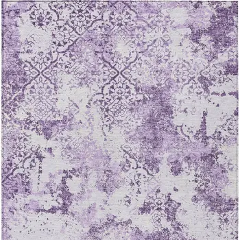 5' X 8' Lavender Purple And Lilac Floral Washable Indoor Outdoor Area Rug