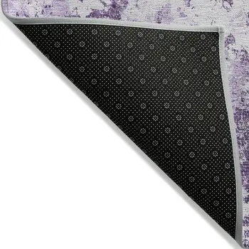 5' X 8' Lavender Purple And Lilac Floral Washable Indoor Outdoor Area Rug