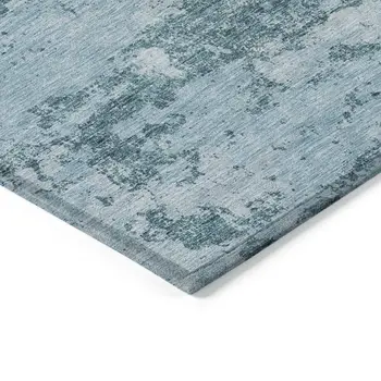 5' X 8' Teal Blue Aqua And Gray Floral Washable Indoor Outdoor Area Rug