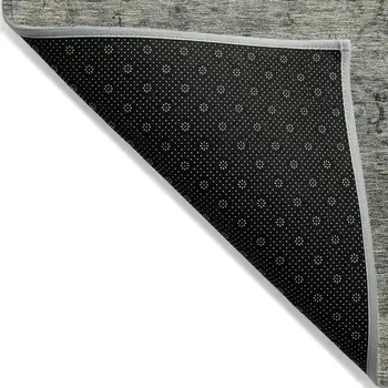 3' X 5' Taupe Khaki And Charcoal Floral Washable Indoor Outdoor Area Rug