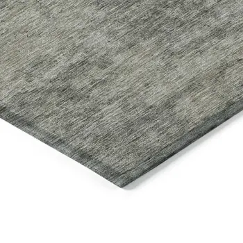 3' X 5' Taupe Khaki And Charcoal Floral Washable Indoor Outdoor Area Rug