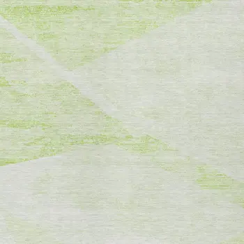 5' X 8' Artichoke Green Lime Green And Ivory Abstract Washable Indoor Outdoor Area Rug
