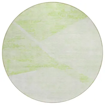 8' Artichoke Green Lime Green And Ivory Round Abstract Washable Indoor Outdoor Area Rug