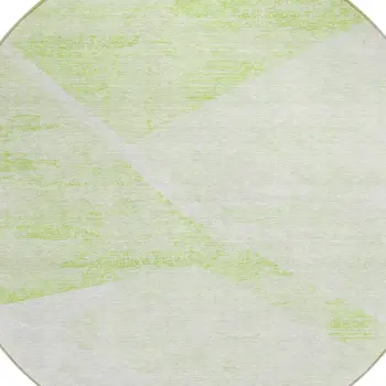 8' Artichoke Green Lime Green And Ivory Round Abstract Washable Indoor Outdoor Area Rug