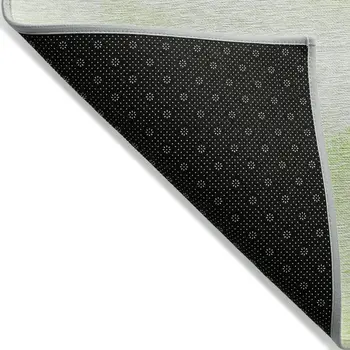 8' X 10' Artichoke Green Lime Green And Ivory Abstract Washable Indoor Outdoor Area Rug
