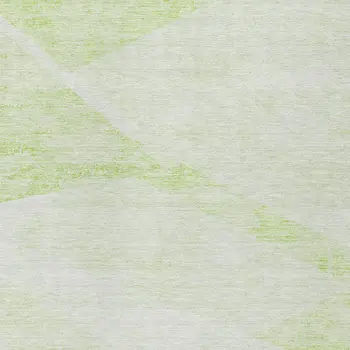 9' X 12' Artichoke Green Lime Green And Ivory Abstract Washable Indoor Outdoor Area Rug