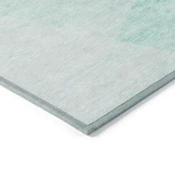 5' X 8' Aqua Sky Blue And Ivory Abstract Washable Indoor Outdoor Area Rug