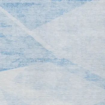 5' X 8' Denim Blue And Sky Blue Abstract Washable Indoor Outdoor Area Rug