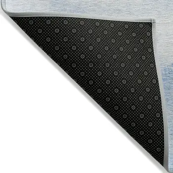 10' X 14' Denim Blue And Sky Blue Abstract Washable Indoor Outdoor Area Rug