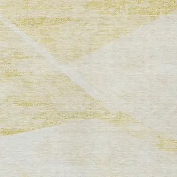 5' X 8' Gold Beige And Ivory Abstract Washable Indoor Outdoor Area Rug