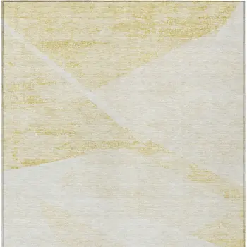 9' X 12' Gold Beige And Ivory Abstract Washable Indoor Outdoor Area Rug