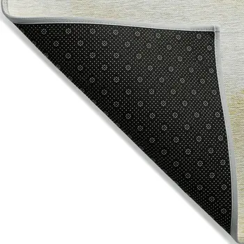 9' X 12' Gold Beige And Ivory Abstract Washable Indoor Outdoor Area Rug