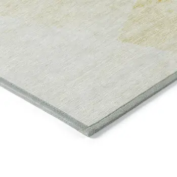9' X 12' Gold Beige And Ivory Abstract Washable Indoor Outdoor Area Rug